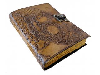 Leather Journal Beautiful Dragon Embossed Handmade Personal Organizer Notebook For Collage Book Of Shadows Poetry Book For Everyone