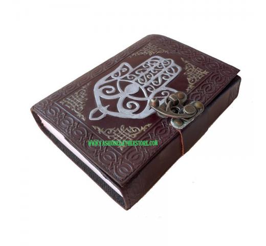 Hamsa The Five Finger Embossed Notebook Brown With Antique Two Color