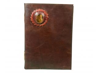  Leather Journal Distressed Leather Handmade Notebook Tiger Eye Stone Diary Sketchbook Travel Blank Book Brown