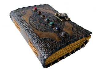 seven stone custom design personalize vintage leathers journal book of shadows antique Hardcover Diary book 2022