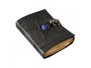 Pentagram Embossed Leather Journal Notebook - With Stone