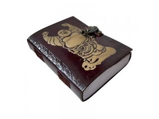 Handmade Leather Journal Grimoire Laughing Buddha Design
