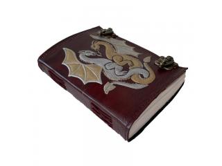 Vintage Double Color Handmade Design Celtic Embossed Double Dragon Leather Journal
