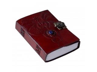 Leather Journal Handmade Notebook Fairy Dragon Embossed With Stone