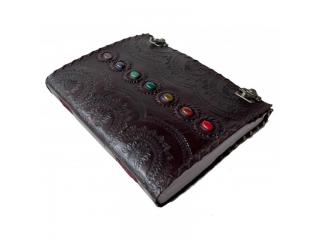 seven stone embossed handmade leather journal