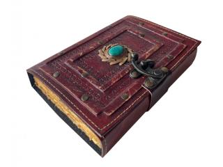 New Handmade Genuine Leather Antique Shape TOURQUISE Stone Leather Journal Antique Diary Spell Book Of Shadows Notebook