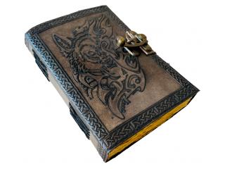 Wholesaler Handmade Grimoire Mythological Lunar Wolf Face Leather Journal Book Of Shadows