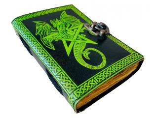 Handmade Astronomical Illustration Of The Deckle Old Pages Star Pentagram Dragon In The Green & Black Color Spell Book Of Shade Grimoire Leather Journal Witches Handbook Notebook B