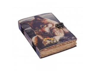 Wolf Leather Cover Printed Style Design Handmade Journal