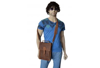 Men's Crazy Horse Leather  Satchel Shoulder Messenger Bags Tablet School Bag