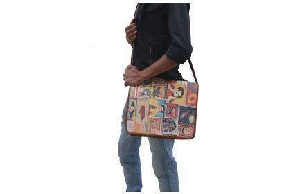 Handmade Goat Leather Messenger Bag For office And Canvas University Unisex Bag.