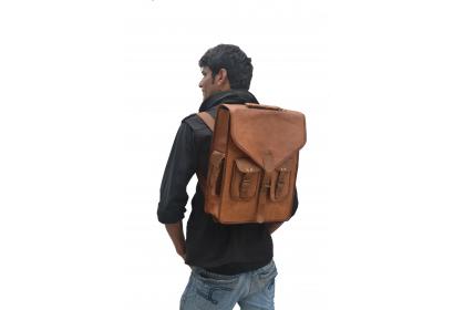 Vintage Leather School Backpack Bag
