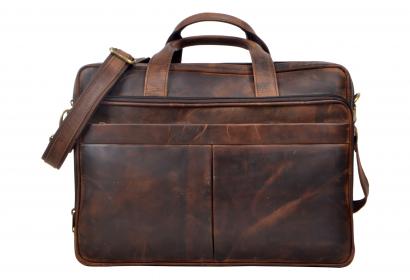  Vintage Handmade Men's Hunter Leather Cowhide Briefcase Laptop Messenger Bag
