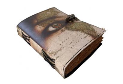 Wholesaler Handmade World Map Printed Vintage Spell Book Of Shadows Leather Journal