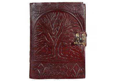 Hand Tooled Embossed Tree Of Life Leather Blank Journal Diary Notebook Book Brown Colors With Lock Handmade Paper Engraved Brown Leather Bound Journal