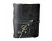 Vintage Black Leather Bound Journal Antique Key With Garden Flower Embossed Notebook Spell Book Of Shadows Grimoire Journal Diary