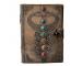 Leather Journal Book Of Shadows Double Snake With 7 Stone Antique Design Journal For Unisex Unlined Deckle Edge Paper 200 Pages, Leather Blank Book