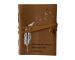 Wholesaler Handmade Soft Leather Leather Vintage Feathered Embossed Spell Book Of Shadows Leather Journal With Tan Wrap Best Gift For Christmas, New Year, Men, Women Deckle Paper