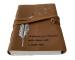 Wholesaler Handmade Soft Leather Leather Vintage Feathered Embossed Spell Book Of Shadows Leather Journal With Tan Wrap Best Gift For Christmas, New Year, Men, Women Deckle Paper