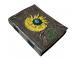 Sun moon Stone Vintage Leather Journal 200 Sketchbook Book Of Charmed Spell Celtic Antique Handmade Deckle Edge Paper Yellow With Charcoal Embossed