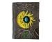 Sun moon Stone Vintage Leather Journal 200 Sketchbook Book Of Charmed Spell Celtic Antique Handmade Deckle Edge Paper Yellow With Charcoal Embossed