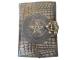 Pentagram Embossed Leather Journal Celtic One Latches Deckle Edge Paper Handmade Leather Diary Crocodile Print Notebook Diary