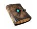 triple moon with turquoise stone leather journal