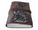 Handmade Leather Journal Grimoire Howling Wolf Design Wiccan Blank Book Of Shadows Journal With Tan Wrap Witchcraft Pagan Celtic Spell Book Witch Writing Notebook 7x5Inches