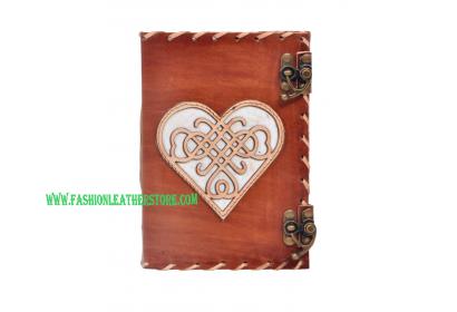 Vintage Handmade Leather Journal Genuine Cut Work Design Heart Journal Notebook