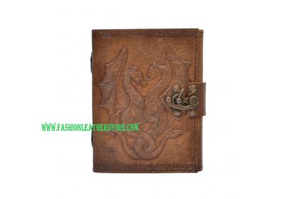 New Vintage Handmade Double Dragon Embossed Vintages Blank Paper Notebook Leather Journal Diary