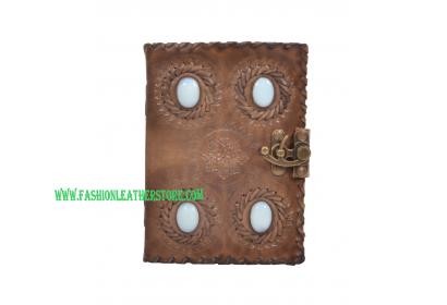 New Vintage Genuine Leather Journal Beautiful 4 Stone Embossed Leather Journal Notebook