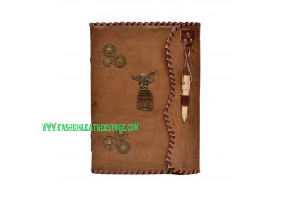 Genuine Handmade Leather Journal Wholesaler New Charcoal Color Antique Design Notebook