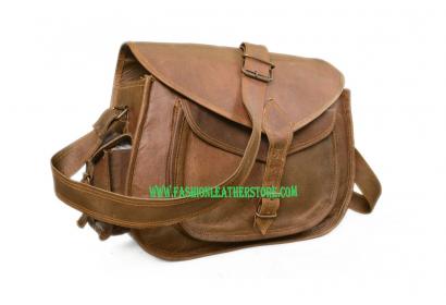 NEW Handmade Natural Brown Pure Goat Leather Vintage Messenger Women Bag 