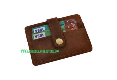 Men's Genuine Crazy Horse Leather Thin Wallet ID Money Credit Card Slim Holder