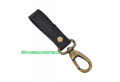 Handmade Genuine Vintage Buffalo Leather Keychain with Dog hook