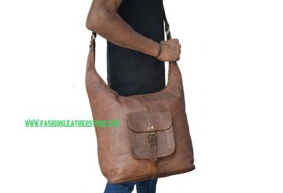 NEW Handmade Natural Brown Pure Goat Leather Vintage Messenger Bag Women Purse 
