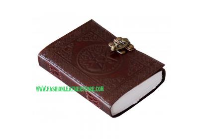Leather Journal Embossed Celtic Pentagram Star Design Notebook