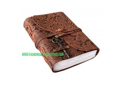 Antique Garden Flower Embossed Leather Journal