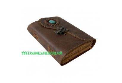 Handmade Vintage Leather Journal With Stone