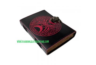 book of shadow triple moon embossed handmade leather journal
