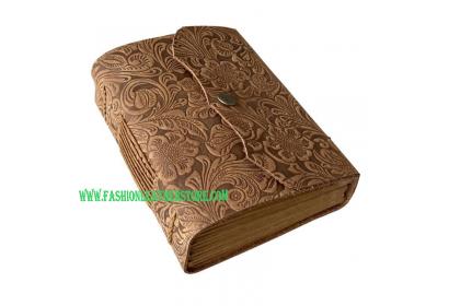 Antique Garden Flower Embossed Leather Journal