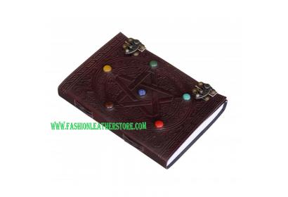 Pentagram Leather Journal, Large Celtic Embossed,