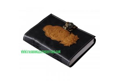 Black Soft Leather Handmade Journal Antique God Buddha