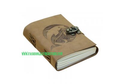Soft Leather Journal Handmade Design Dolphin Notebook