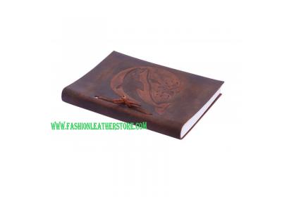 Dolphin Emerging Embossed Design Handmade Soft Leather Bound Journal