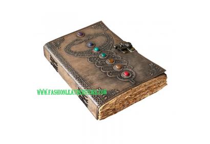 Double Snake With 7 Stone Antique Design Leather  Journal