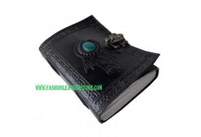  Celtic Dream Catcher Single Green Stone Leather Journal