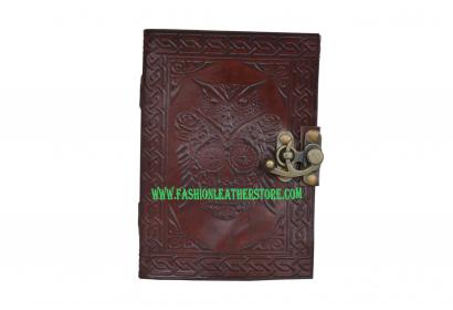 Handmade cotton paper embossed leather journal brown diary writing notebook