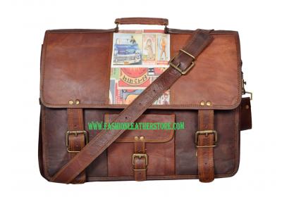Real Goat Leather Padded Office Briefcase