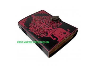 book of shadow tree with elephant embossed handmade leather journal